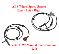 2x ABS Wheel Speed Sensor & Connectors Rear L/R Fits Frontier 2005-2019 W/MT 4WD