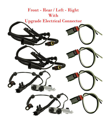 4 ABS Wheel Speed Sensor & Upgrade Connector Front Rear L/R Fits Chrysler Dodge