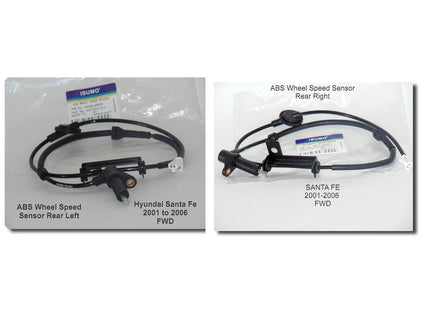 2 ABS Wheel Speed Sensor Rear Right & Left  Fits Hyundai Santa Fe 2001 2006 FWD