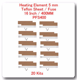 20 Heating Elements 5mm + 20 PTFI Sheet  For Impulse Sealer 16" / 400mm PFS400