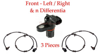 Set 3 ABS Wheel Speed Sensor Front L/R & In Differential Fits:4WD Ram 2500 3500