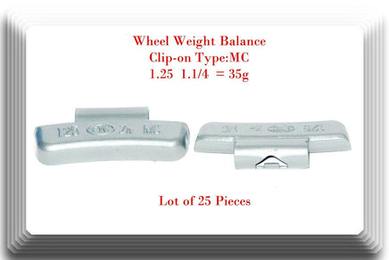 25 Pcs CLIP-ON Wheel Weight Balance MC Type 1.25oz 35g For All Type Alloy Rims 