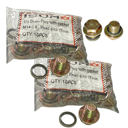 20 Piece Oil Drain Plug & Washer M14-1.50 Head Size 17mm Fits Vehicles 1968-2003