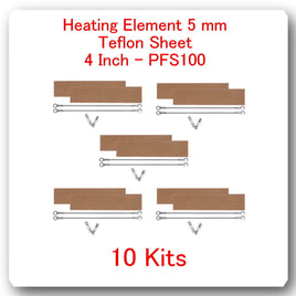 10 Replacement Heating Elements 5 mm +10 PTFI  Sheet for Impulse Sealer 4" PF100