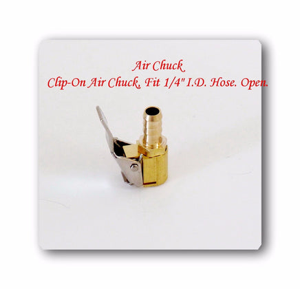 Tire Valve Clip-On Air Chuck Brass, Fit 1/4" / 6 mm I.D. Hose. Open.Tire Valve