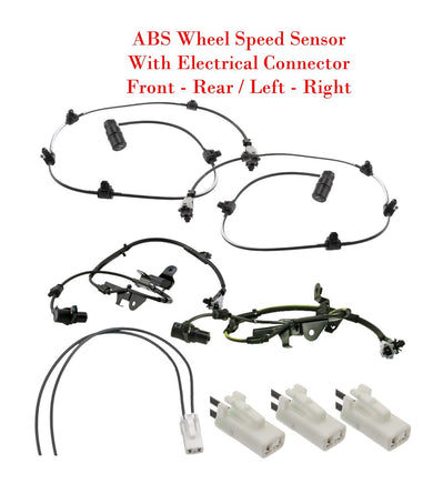 4 X ABS Wheel Speed Sensor & Connectors  Front-Rear L/R Fits:Sequoia 2001-2007