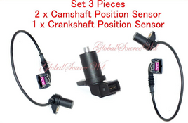 (Set 3 Pcs)  2 x Engine Camshaft / 1 Cranshat Position Sensor  Fits BMW 540 740 