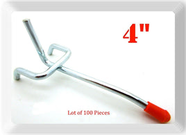 100 Pieces 4" Peg Board Pegboard Hooks Shelf Hanger Kit 4" x 1/8" 