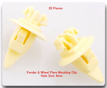 #10112 / 90467-11100 Fender & wheel Flare Molding clip Hole 9mm Yellow X 20