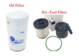 Oil Filter & Kit of Fuel Filter Fits Ford F650 F750 2017-2022 V8 6.7L Diesel