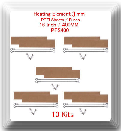 10 Heating Elements 3mm + 10 PTFI Sheet For Impulse Sealer 16" / 400mm PFS400