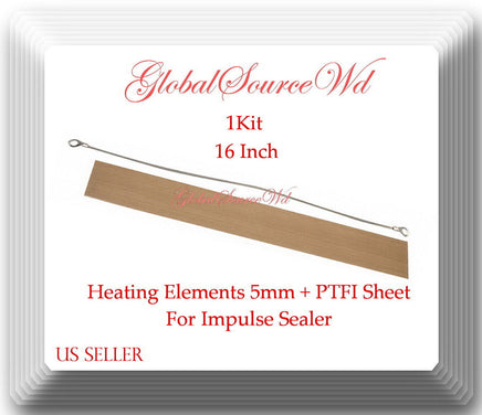 2 Heating Element 5mm + 2 PTFI Sheet or Impulse Sealer 16" / 400mm PFS400