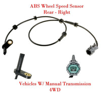 2x ABS Wheel Speed Sensor & Connectors Rear L/R Fits Frontier 2005-2019 W/MT 4WD