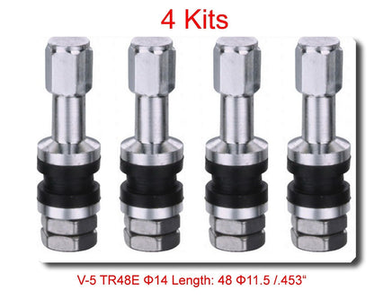 4 Kits Flash Mount High Pressure Tubeless Metal/Chrome Clamp-in tire Valve