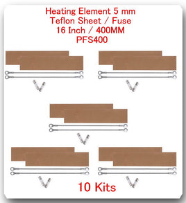 10 Heating Elements 5mm + 10 PTFI Sheet  For Impulse Sealer 16" / 400mm PFS400