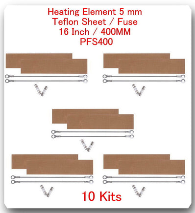 10 Heating Elements 5mm + 10 PTFI Sheet For Impulse Sealer 16" / 400mm PFS400