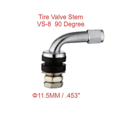 1 Kit VS8 90 DEGREE ANGLE METAL/CHROME TIRE VALVE STEMS HIGH PRESSURE BOLT IN
