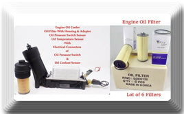 Housing W/ Oil Cooler+Oil Filter+Oil Pressure,Temperature Sensors & 6 Oil filter