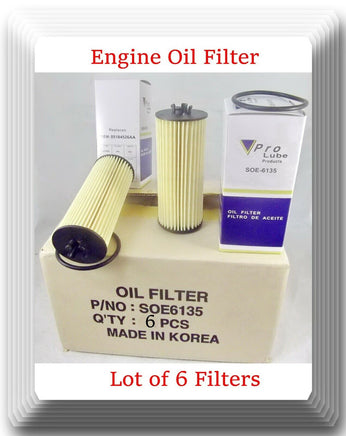 6 x Engine Oil Filter Fits: OEM# 5184526AA Chrysler Dodge Jeep 2011-2013 V6 3.6L