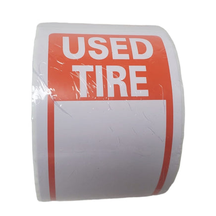 Tire Label - USED TIRE  1 ROLL OF 250 STICKERS 6" X 2.5" (150mm x 63.5mm)