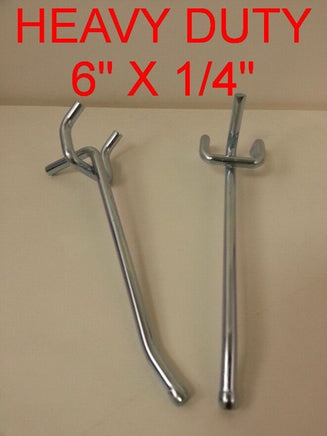 Lot of 25 pc Heavy Duty 6" Peg Board Hooks Shelf Hanger Kit 6" long x 1/4"thick