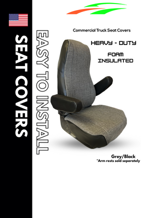 Universal Fit Seat Cover for Petersbuilt, Kenworth & Volvo Truck - Grey/Black