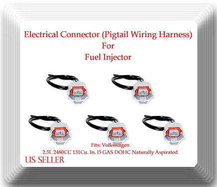 5 Kits Electrical Connector of Fuel Injector FJ1067 Fits: VW 5 Cyl 2.5L