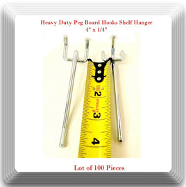 100 Pieces  4" Heavy Duty Peg Board Hooks Shelf Hanger Kit 4" x 1/4" 