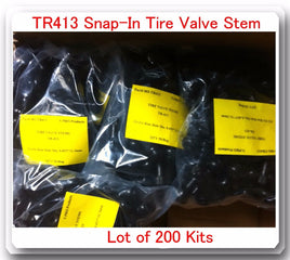 LOT 200 TR 413 Snap-In Tire Valve Stems Short Black Rubber MOST POPULAR VALVE