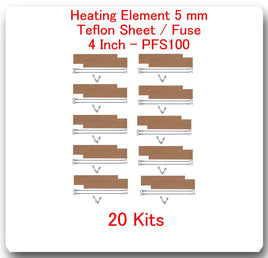 20 Replacement Heating Elements 5 mm +20 PTFI  Sheet for Impulse Sealer 4" PF100