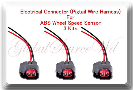 3 Kits ABS Wheel Speed Sensor Pigtail Connector For ALS2248 / ALS2305