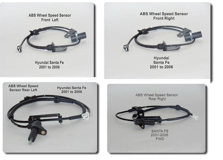 4 ABS Wheel Speed Sensor  Front-Rear Left & Right Fits: Hyundai Santa Fe 01-06