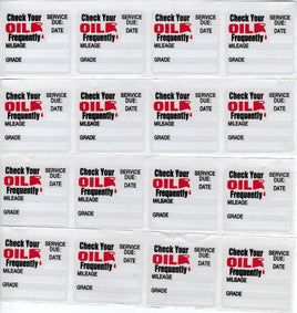 20 GENERIC STATIC CLING OIL CHANGE STICKER DECALS