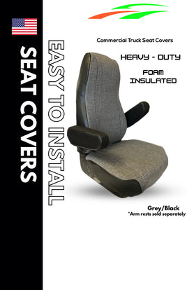 Universal Fit Seat Cover for Petersbuilt, Kenworth & Volvo Truck - Grey/Black