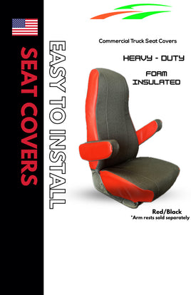 Universal Fit Seat Cover for Peterbuilt, Kenworth & Volvo Truck - Red/Black