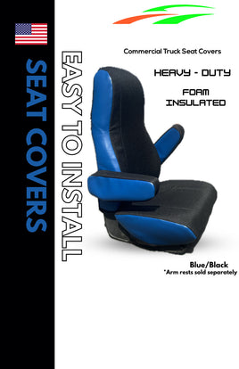 Universal Fit Seat Cover for Freightliner & International Truck- Blue/Black