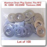LOT 100 Aluminum Oil Drain Plug Gasket ID:12MM OD:22MM  Fits: Toyota 90430-12027