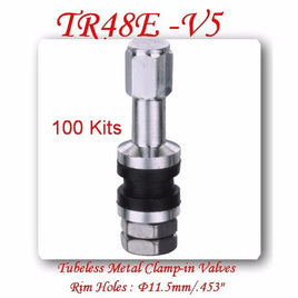 100 Kits Flash Mount High Pressure Tubeless Metal/Chrome Clamp-in tire Valve