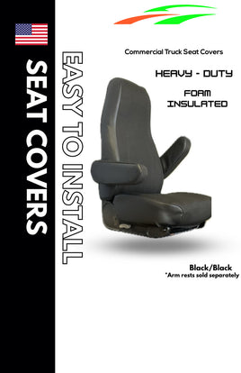 Universal Fit Seat Cover for Freightliner & International Truck - Black/Black