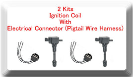 2 Kits Ignition Coil With Pigtail Connector Fits: Nissan Altima Sentra -Trail