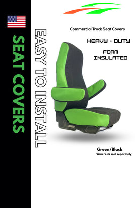 Universal Fit Seat Cover for Petersbuilt, Kenworth & Volvo Truck- Green/Black
