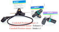 Set of 3 (2 Engine Camshaft  & 1 Crankshaft Position Sensor Fits: BMW