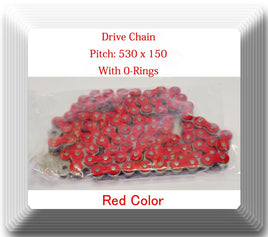With O-Ring Drive Chain Red Color Pitch 530x150 Links Fits: Ninja ZX11 1990-2001