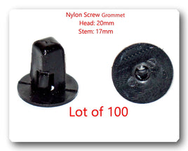 100 Pcs Nylon Screw Grommet Head 20mm , Stem 17MM Fits Universal - Toyota