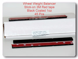 45 Pcs Stick on Self Adhesive Wheel Weight Balance 1oz Black Coated Red TAPE