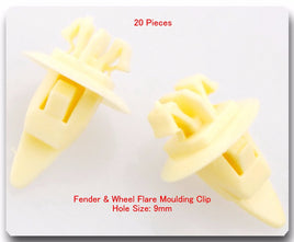 #10112 / 90467-11100 Fender & wheel Flare Molding clip Hole 9mm Yellow X 20