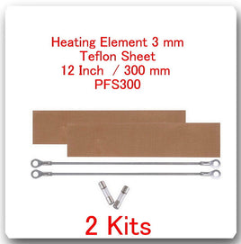 2 Heating Elements 3 mm +2 PTFI Sheets) For Impulse Sealer 12" / 300mm PFS300