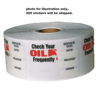 200 STATIC CLING OIL CHANGE STICKER DECAL FREE SHIPPING
