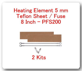 2 Replacement Heating Element 5 mm +2 PTFI Sheet For Impulse Sealer 8" PFS200