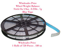 1 Roll 720 Pcs . 180oz Stick-on Wheel Weight Balance Blue Tape 1/4 0.25oz 7g